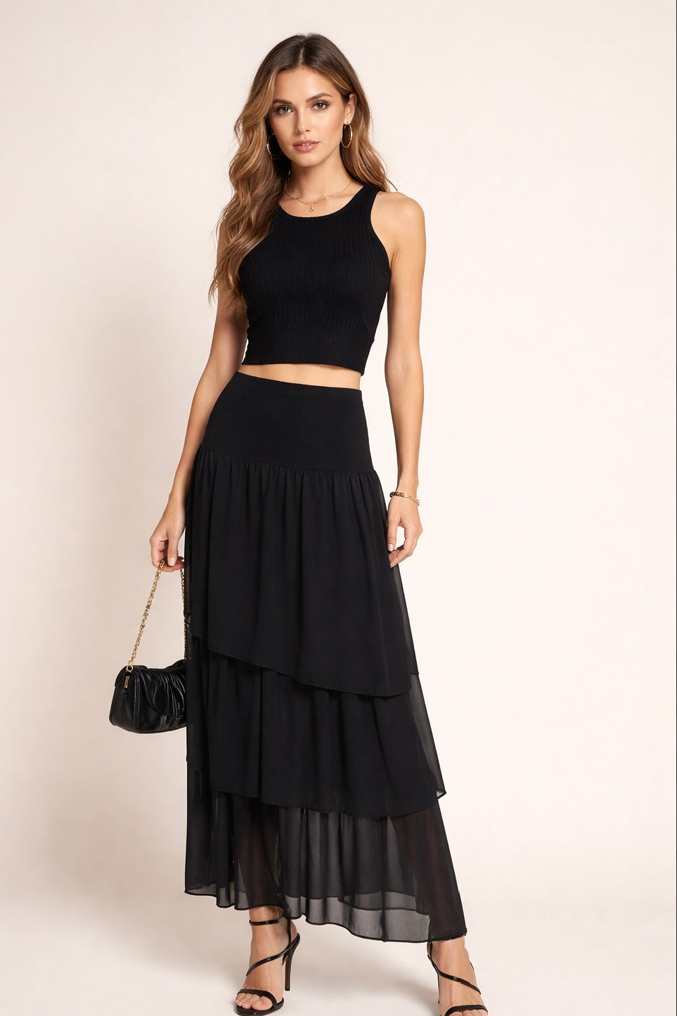 スカート igusa DAYDREAM BELT-LAYERED SKIRT Iris | Black Layer skirt | Mia and Marlow Boutique